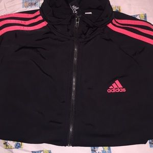 Adidas pink stripped track suit